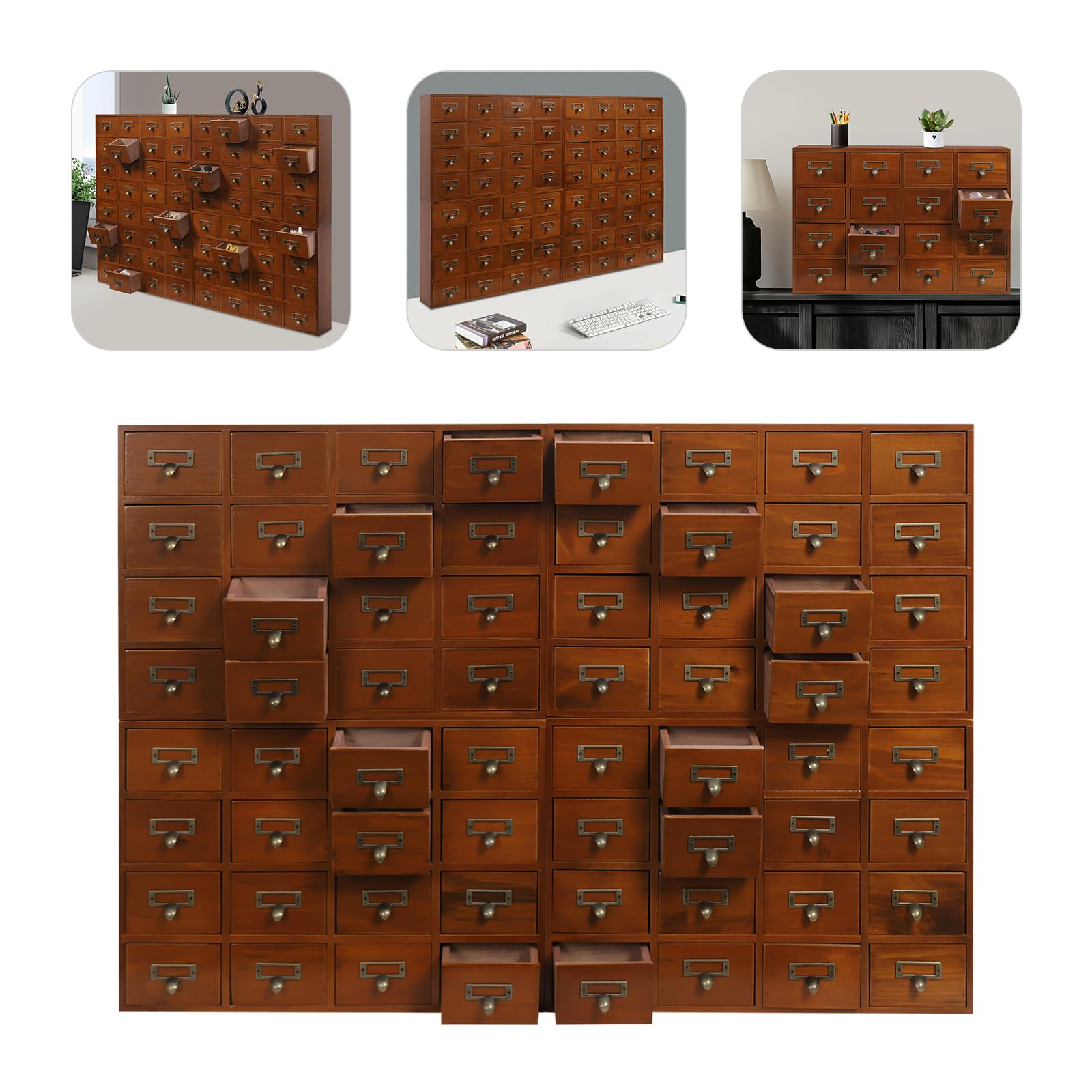 Amazon.com: 64-Drawer Wooden Storage Box, 4 PCS Vintage Apothecary