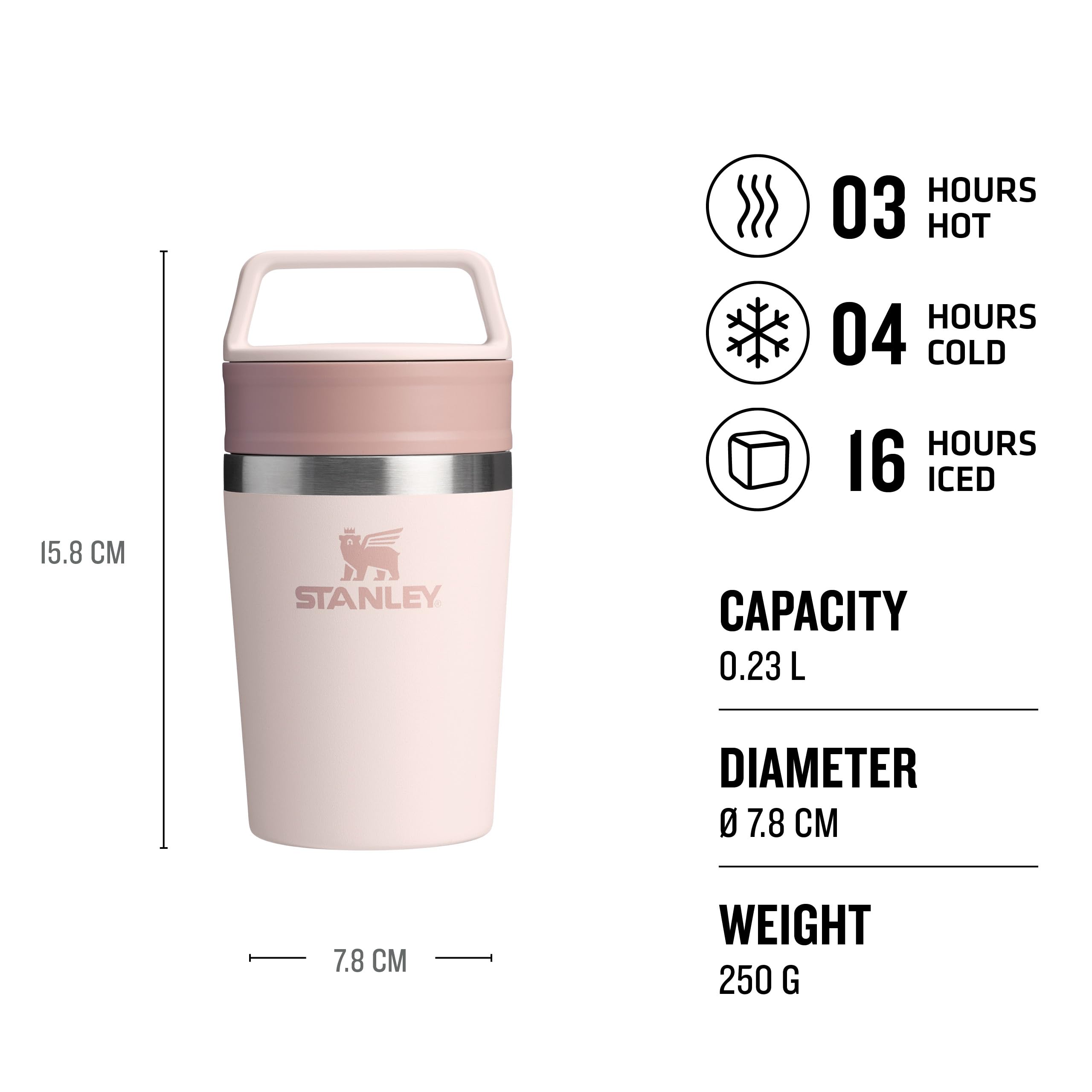 STANLEY 1913 Cafe to-Go Travel Mug 0.23L, Keeps 3 Hours Hot, 4 Hours Cold, Stainless Steel Thermal Mug, Dishwasher Safe - Image 2