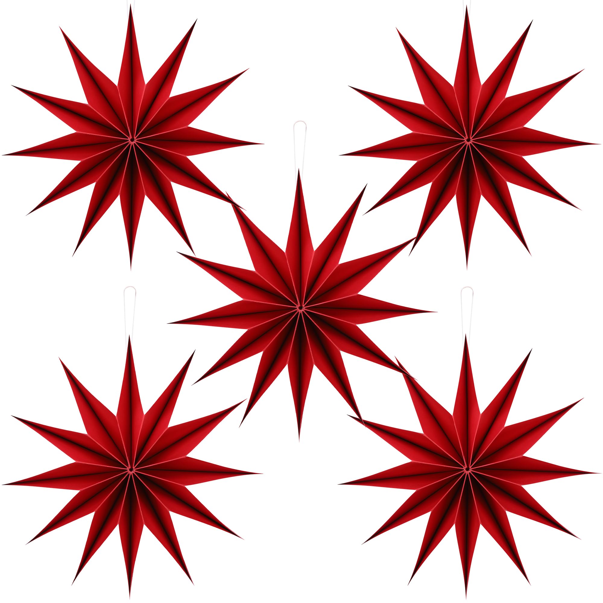 BestoFun 5 PCS 12-Pointed Red Paper Star Lanterns Hanging Stars Christmas Party Decorations Hanging Lampshade Christmas Wedding Christmas Home Party Decorations(12 Inch) โ image 1