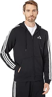 adidas mens Essentials Fleece 3-stripes Full-zip Kangaroo Pocket Hoodie