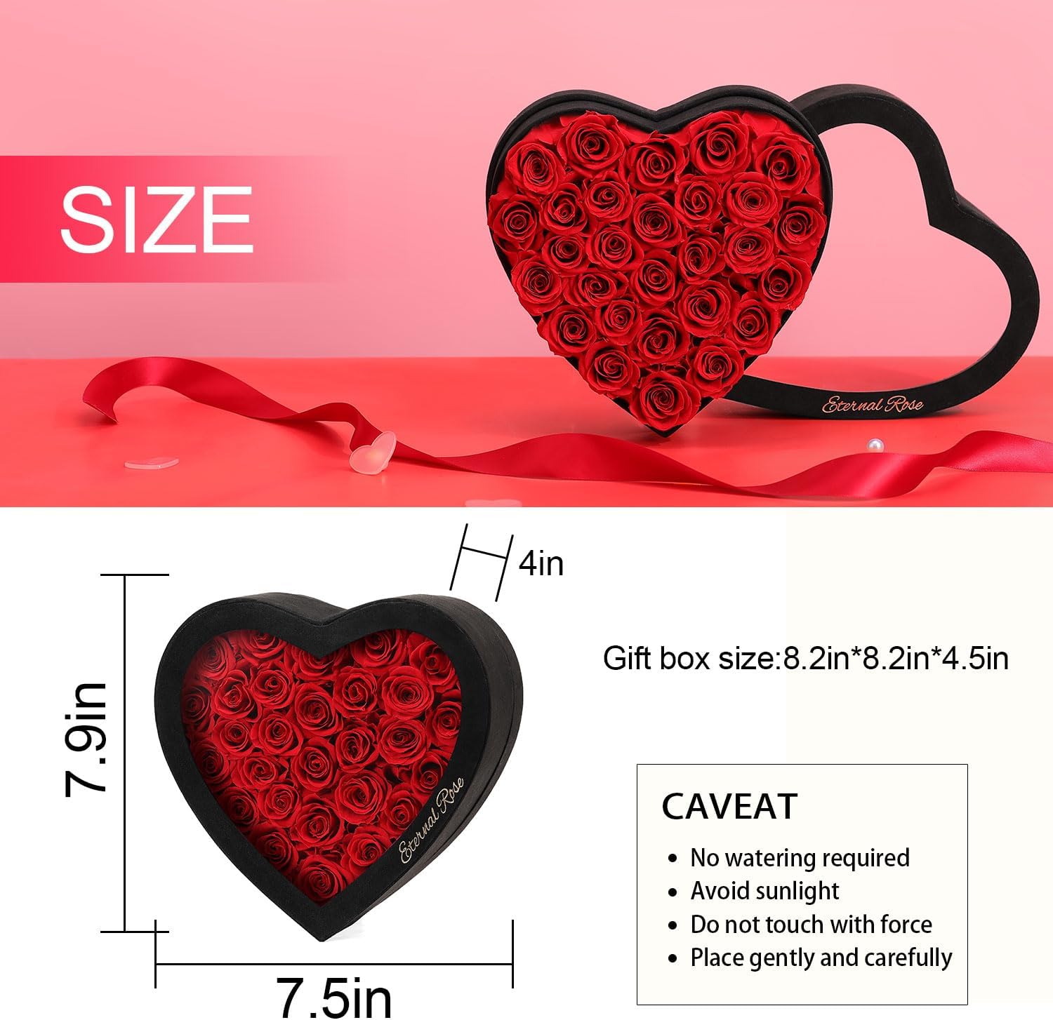 Valentines Day Roses Gifts for Her-Forever Flowers Roses In a Box Anniversary Birthday Gifts for Women Her Mom Girlfriend-Eternal Red Rose/28 Pcs Roses - Image 4