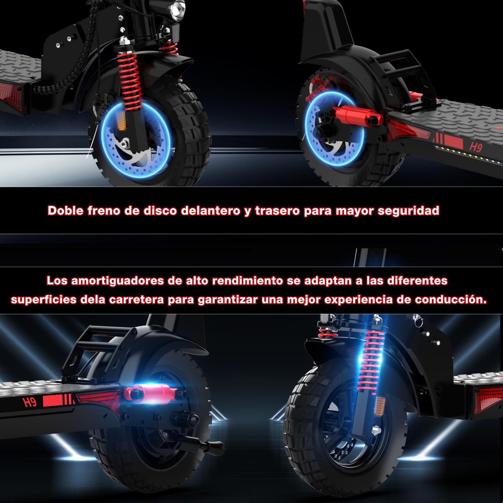 HITWAY Patinete Eléctrico Adultos Potente 1200W, Autonomía 90-110 km, Batería 15.6-27Ah, Ruedas 10” Tubeless, Scooter Eléctrico Plegable con App, Intermitentes,25 km/h