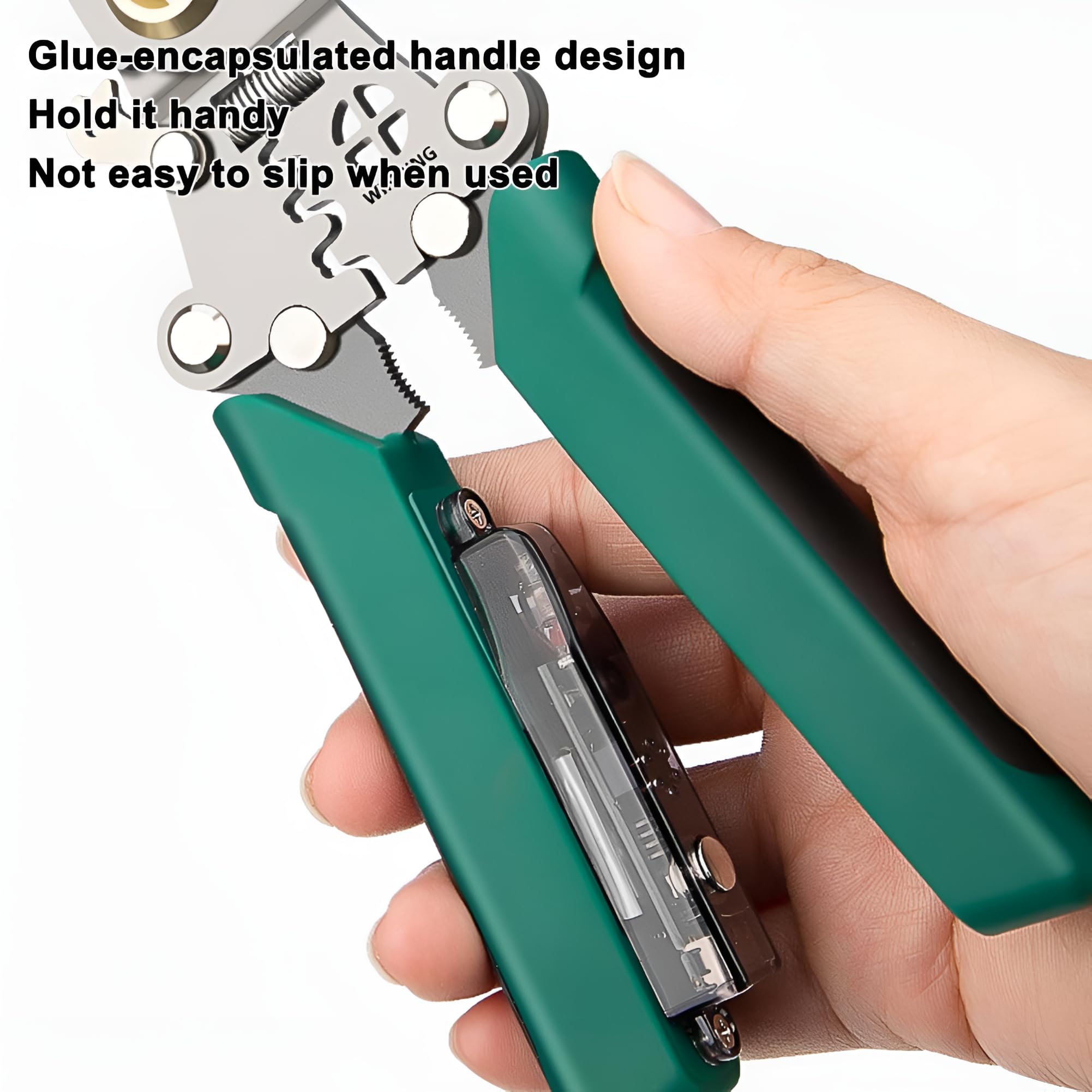 Gopendra Foldable Voltage Tester Wire Stripper Pliers Multi-Function Electrician Tool with 12-250V Detection High Carbon Steel & Rubber Grip (Green, Wire Stripper with Voltage Tester) 3