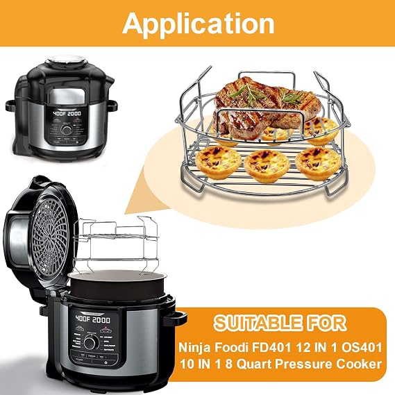 Air Fryer Replacement Parts for Ninja Foodi OP450UK OP500UK 7 in 1 7.5L Electric MAX Multi-Cooker Pressure Cooker, Stainless Steel Air Fryer Wire Rack Baking Rack Accessories, Dishwasher Safe