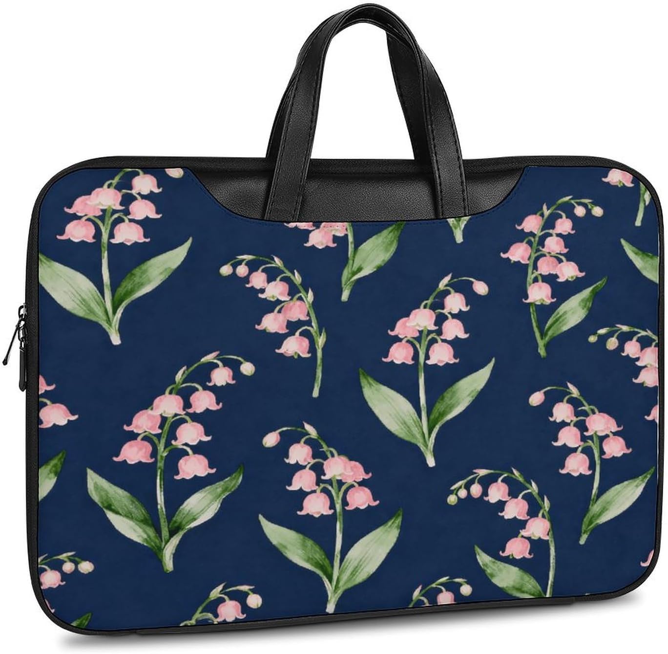 Pink Bluebell 42x30.5cm Black-style Laptop Bag Leather Tablet Computer Briefcase Large Capacity Work Business Tote Bags for Office