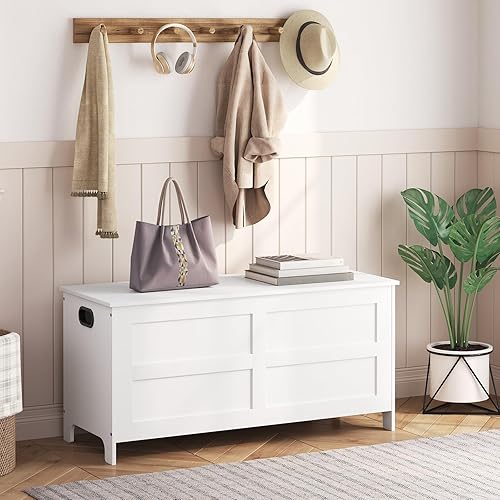 Miniatura 4 de MAHANCRIS Baúl de almacenamiento, baúl grande de juguetes de 39.4 pulgadas, baúl de almacenamiento de entrada, banco de almacenamiento con bisagra