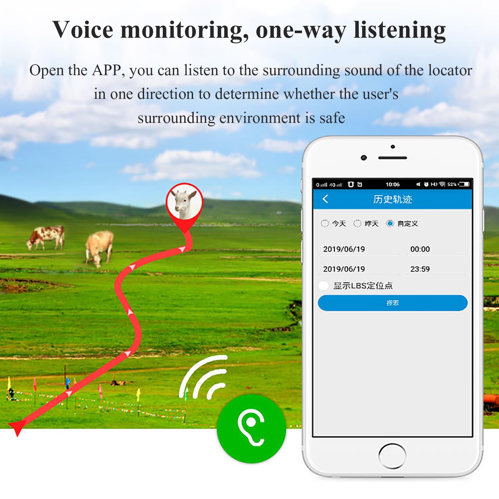 Rastreador De Animales, Dispositivo Antipérdida GPS con Energía Solar para Bovinos, Ovinos Y Equinos, Capacidad De 9000 MAh, 5 Funciones De Reposicionamiento Y 5 De Alarma, Monitoreo por Voz