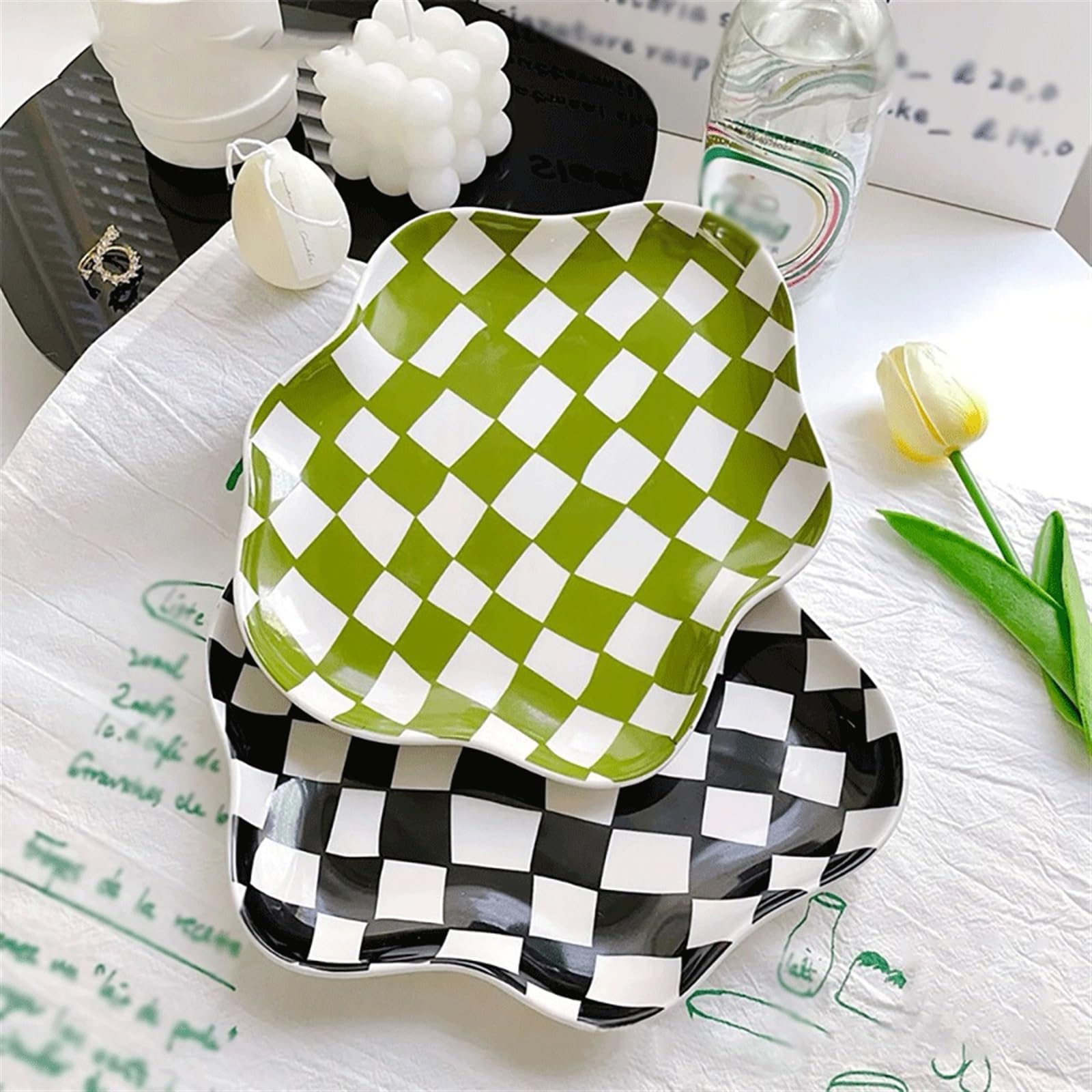 Talerz obiadowy Talerz ceramiczny Strona główna Talerz dekoracyjny Talerz na owoce Talerz deserowy Talerz do przechowywania Skandynawski talerzyk deserowy w kratkę Talerz na owoce Dekoracja domowa Vin