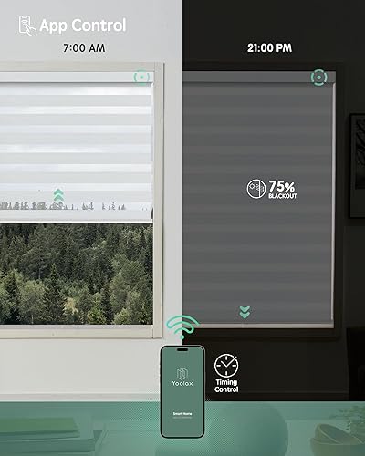 Miniatura 4 de Yoolax Persianas motorizadas de cebra compatibles con Alexa, filtrado de luz, persianas transparentes de doble capa de día y noche, tamaño