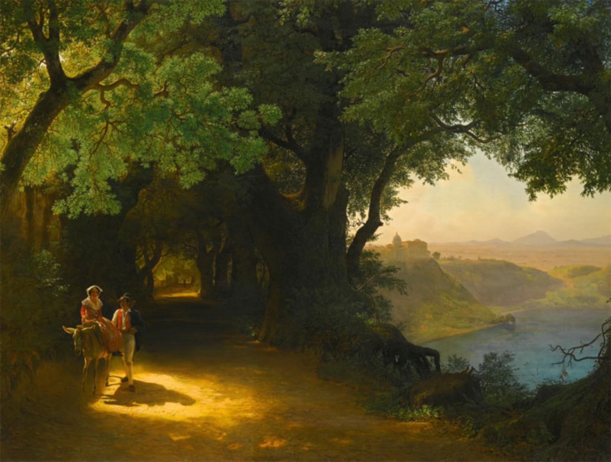 ARTXLXXBN Famous Prints Artwork Pictures Poster Painting Art View of Castle Gandolfo and Lake Albano by Lev Feliksovich Lagorio Artwork Landscape Pictures for Home Decor 60x90cm