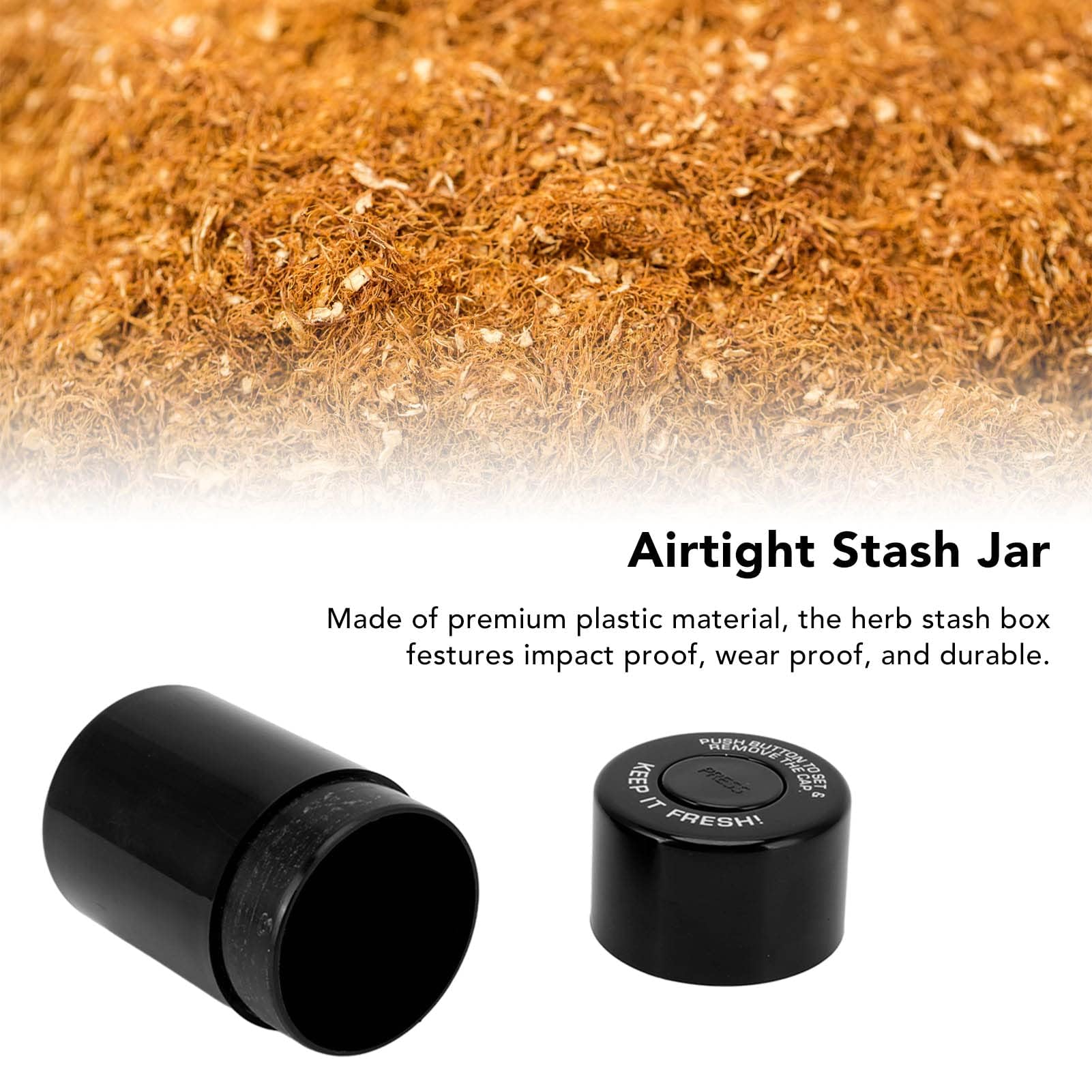 Stash Jar, Luchtdichte Tabak Stash Box Vochtbestendig Veelzijdig plastic om te roken(zwart Stash Jar, Luchtdichte Tabak Stash Box Vochtbestendig Veelzijdig plastic om te roken(zwart