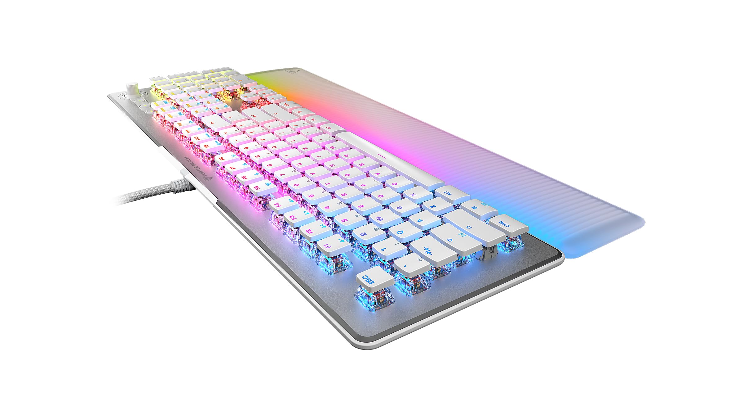 Turtle Beach Vulcan II MAX - Teclado mecánico óptico para PC - Iluminación RGB Personalizable - Reposamuñecas - Interruptor Lineal Titan II - Placa de Aluminio - Blanco