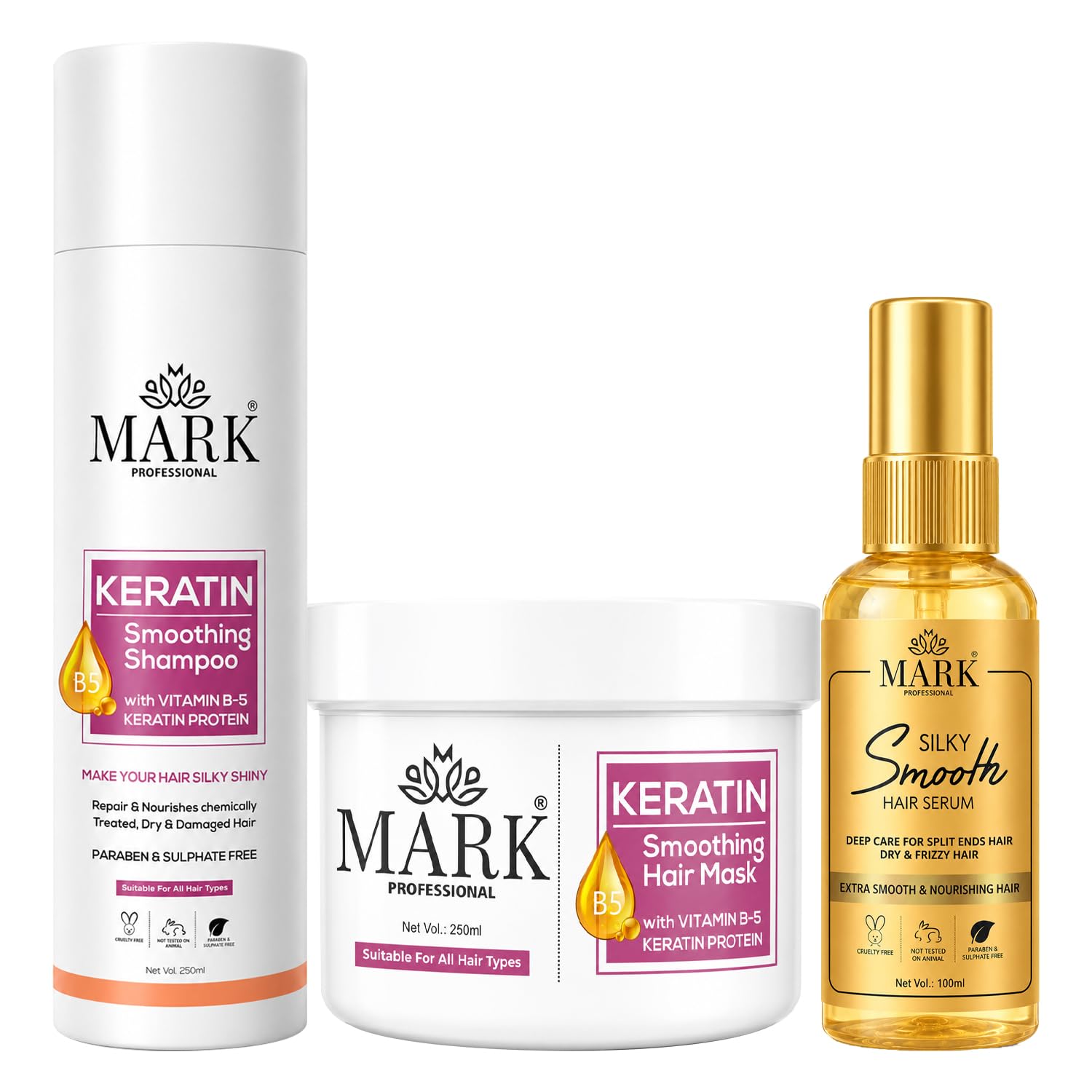 MARK PROFESSIONAL Smoothing Shampoo, Mask & Serum | for Dry & Frizzy Hair | (Combo) 3 In 1-image-43