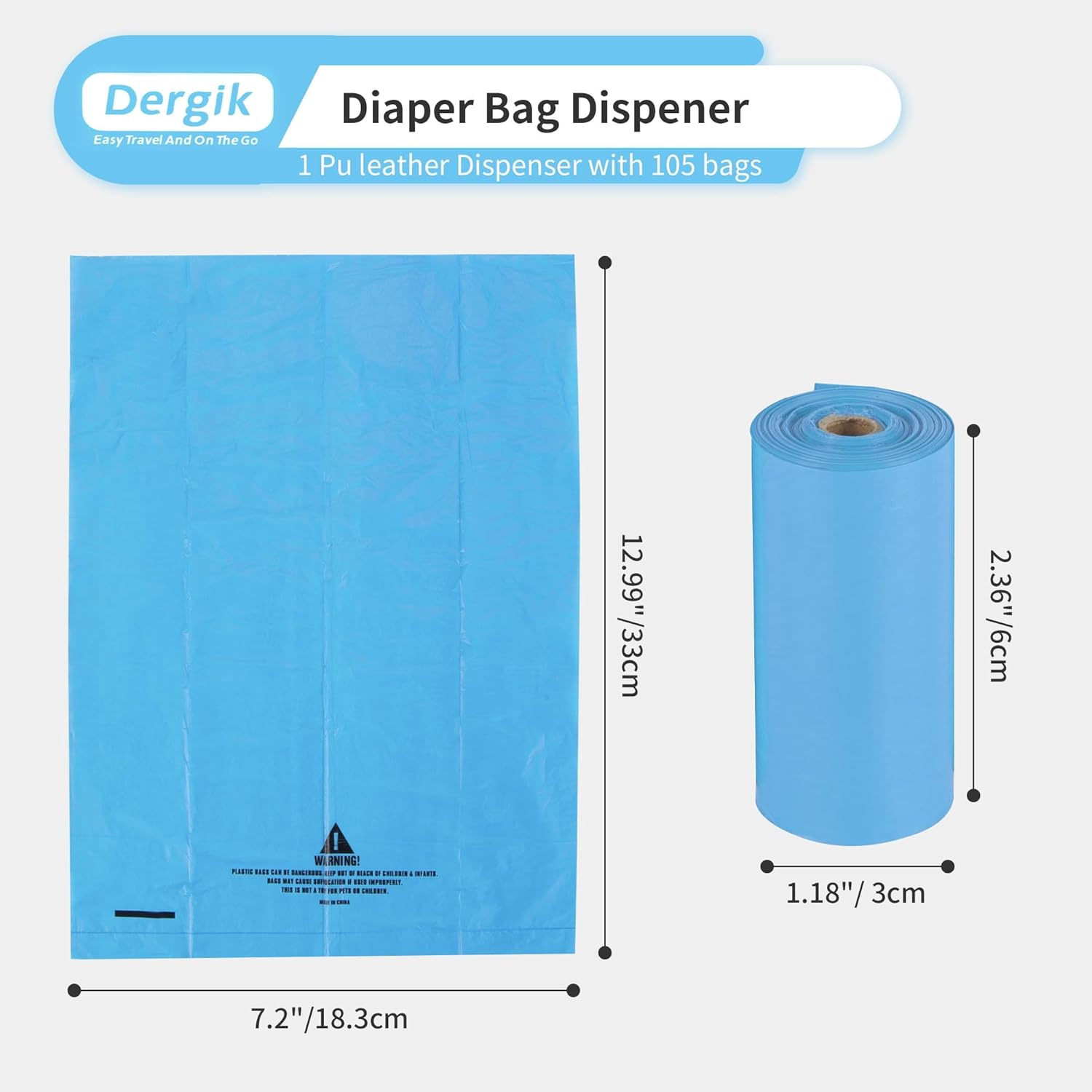 LEATHER Diaper Disposable Bags Dispenser | 105 Diapers Disposal Trash Bag (7 Rolls Refill), Fit Most Waste Bag Dispenser On-the-Go, Baby Poop| 1.0 Mil Thick, Tear Resistant, Brown image 2 of 7 B0B1JLBJBG