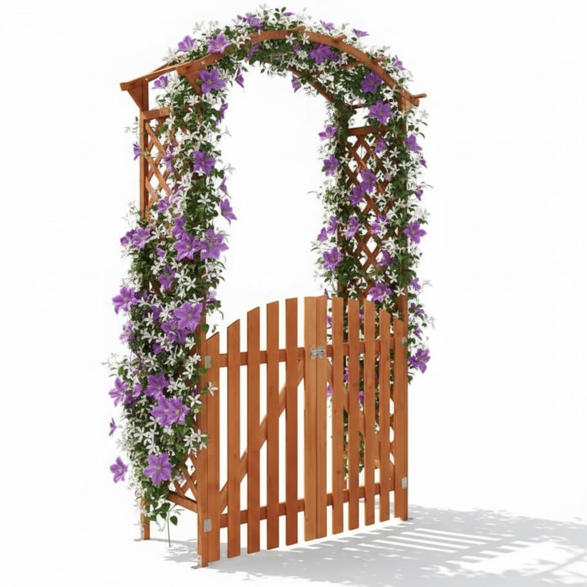 Mucola Rosenbogen aus Holz mit Doppeltüren – Gartenbogen dekorativ, Rankhilfe für Rosen und Kletterpflanzen, 120x60x206 cm, Outdoor Gartenelement