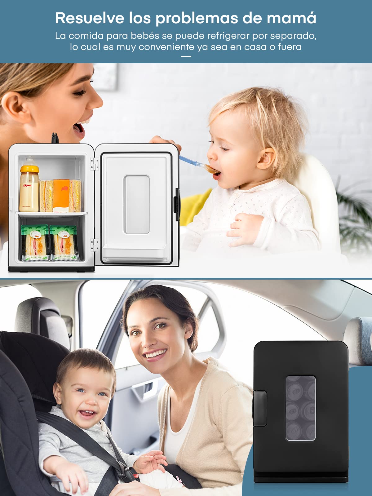 NORTHCLAN Mini Nevera Portatil, 15L Mini Frigorifico, 12V/230V, Funciones Enfriar y Calentar, Mini Frigorífico para Coches, Oficinas y Dormitorios, Cosméticos y Cervezas, Modo Max y ECO, Negro