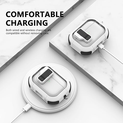 Miniatura 5 de Funda transparente compatible con AirPods Pro de 21 generación con kit de limpieza, funda protectora rígida transparente de TPU con interruptor a