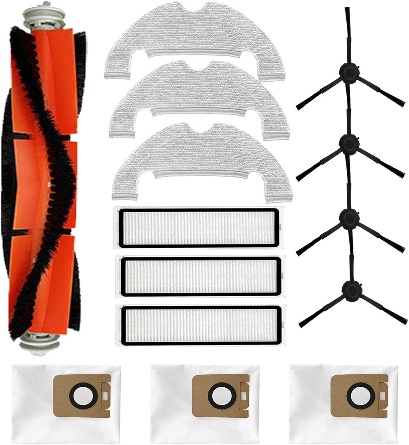 Brush Filter Mop Cloth Dust Bag Replacement Parts for Dreame D10 Plus RLS3D Vacuum Attachments Replace Accessories (14 Pack)