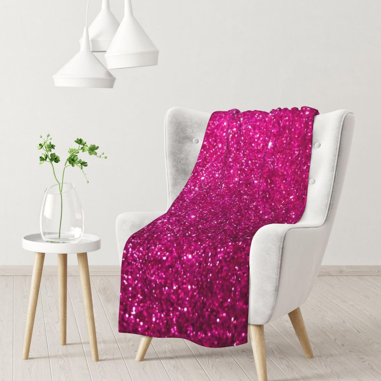 InOmak Pink Sparkly Glitter,Soft Blanket Warm Anti-Pilling Flannel Plush Throw Blanket 76 X 102 cm