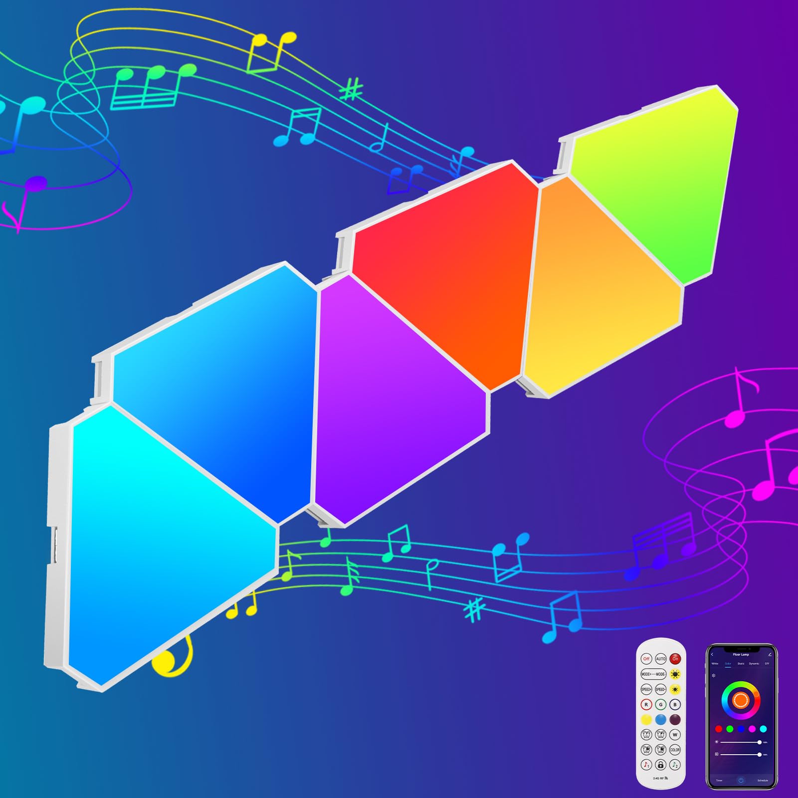 SeiudKty Triángulo Aplique LED,16 Colores Aplique RGB Gaming Panel Sincronización de Música Triángulo Gamer Habitacion Pared Decoracion Lampara Smart App