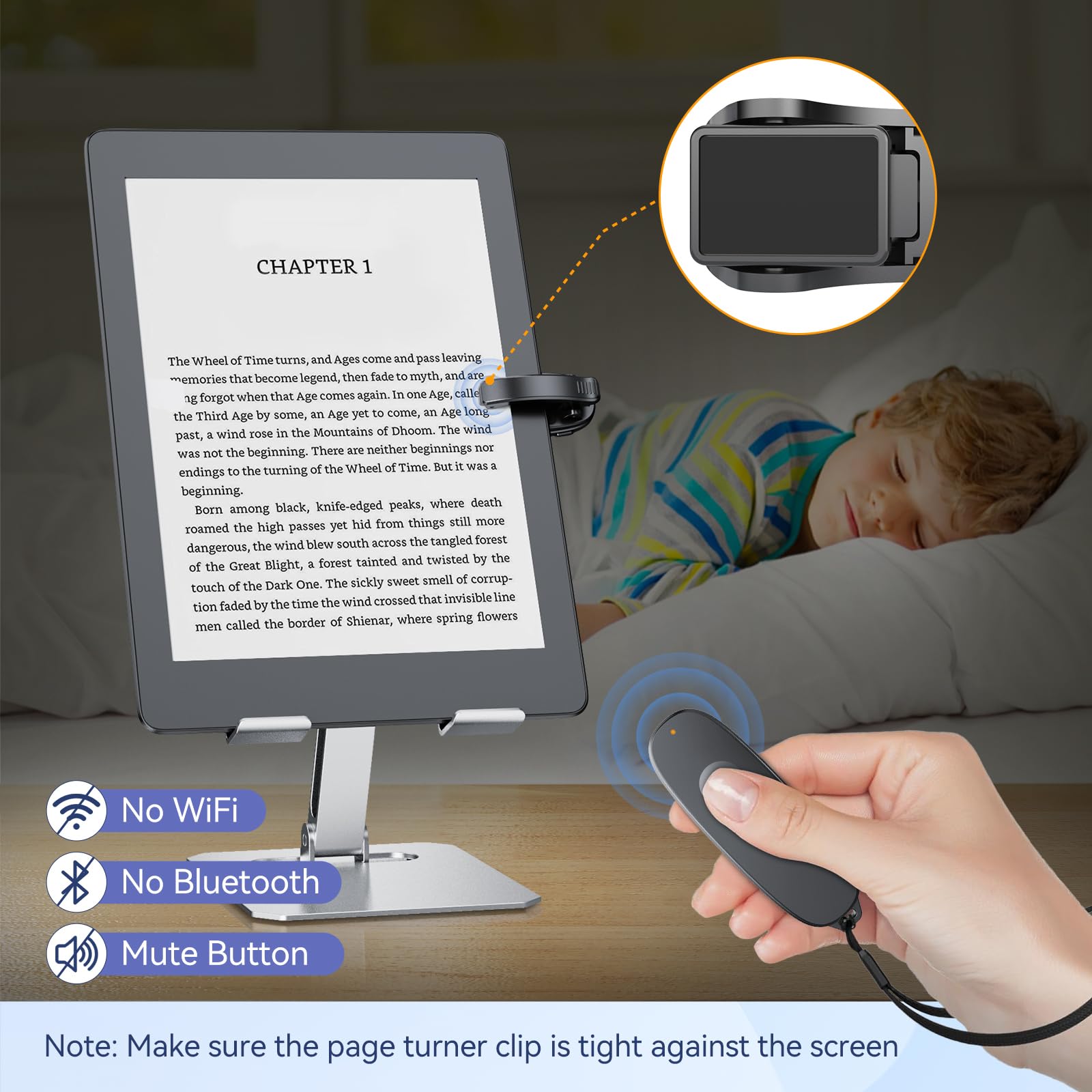 RF Remote Reader Reader Turner di Pagina su Kobo, Kindle, Gira Pagina E-book, per iPad iPhone Android Tablet, Pagina Turner per Lettura Romanzi