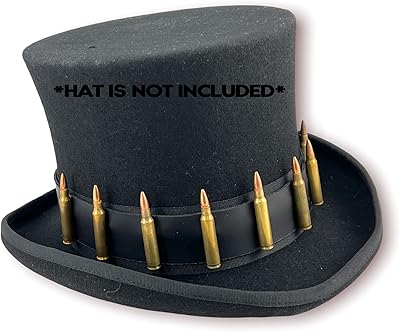 Funk Plus Bullet Shell Leather Hat Band Cowboy Hats, Steampunk Tophats Costume Rock Hat Slash Hat, Black