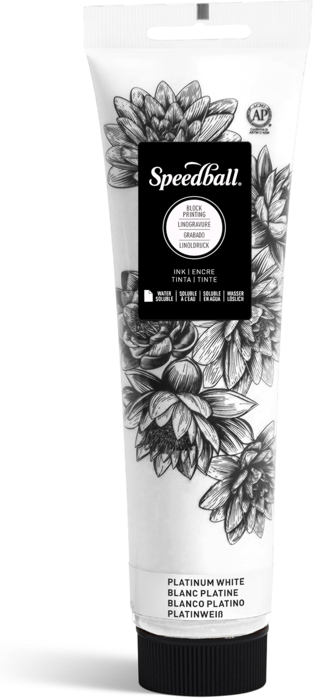 Speedball 150ml 5oz Water-Soluble Block Ink Platinum White, for Block Printing, Lino Print, Screen Printing, for Artists Kit