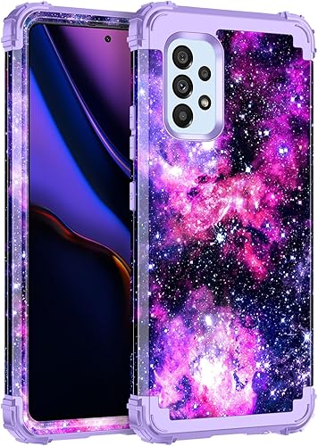 Miniatura 1 de Casetego Funda compatible con Galaxy A53 5G, diseño floral de tres capas, resistente, resistente, a prueba de golpes, funda protectora de cuerpo