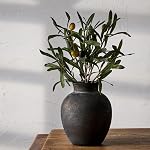 SIDUCAL Ceramic Decorative Flower Vase | 6 Inch Pottery Rustic Farmhouse | Boho | Terracotta Vase for Home Decor, Table, Living Room, Bathroom, Shelf, Mantel Decoration, Bronze
