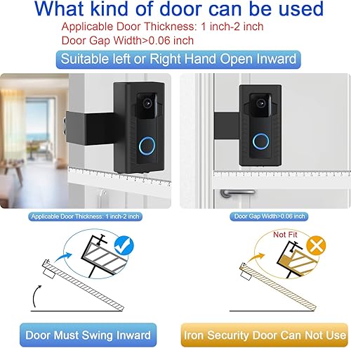 Miniatura 3 de Soporte antirrobo para timbre de puerta, soporte de montaje sin taladro para timbre de video Blink no bloquea el sensor del timbre, fácil de