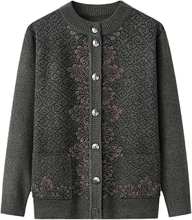 Stickad cardigan för kvinnor stickad cardigan blusar vår höst jacka toppar, Mörkgrön, XL