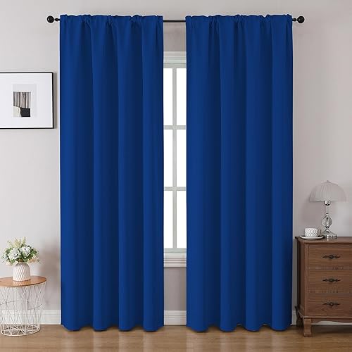 Miniatura 35 de CUCRAF Cortinas opacas de 84 pulgadas de largo, juego de 2 paneles para dormitorio, cortina con bolsillo para barra negro que oscurece la habitación