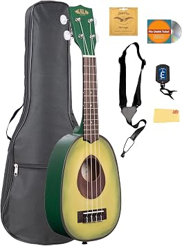 Kala KA-NV-GUAC Novelty Guacalele Soprano Ukulele Bundle with Gig Bag, Tuner, Aquila Strings, Strap, Austin Bazaar Instructional DVD, and Polishing Cloth