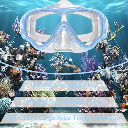 Miniatura 2 de WACOOL Snorkel, buceo, buceo, paquete de equipo para niños y jóvenes, vidrio recubierto antivaho con válvula de purga de silicona y antisalpicaduras