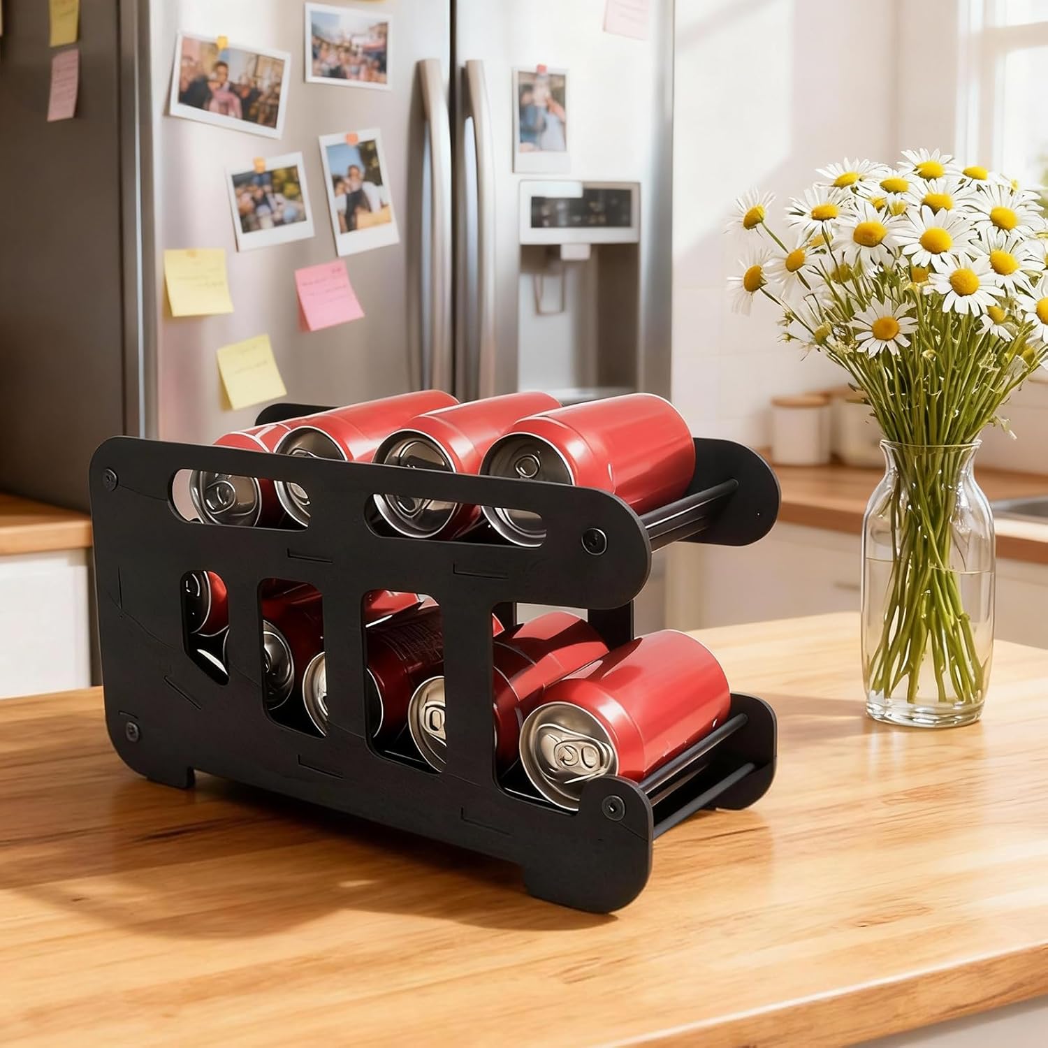 OYEFLY Wood Can Dispenser Rack (Black 4Pcs)