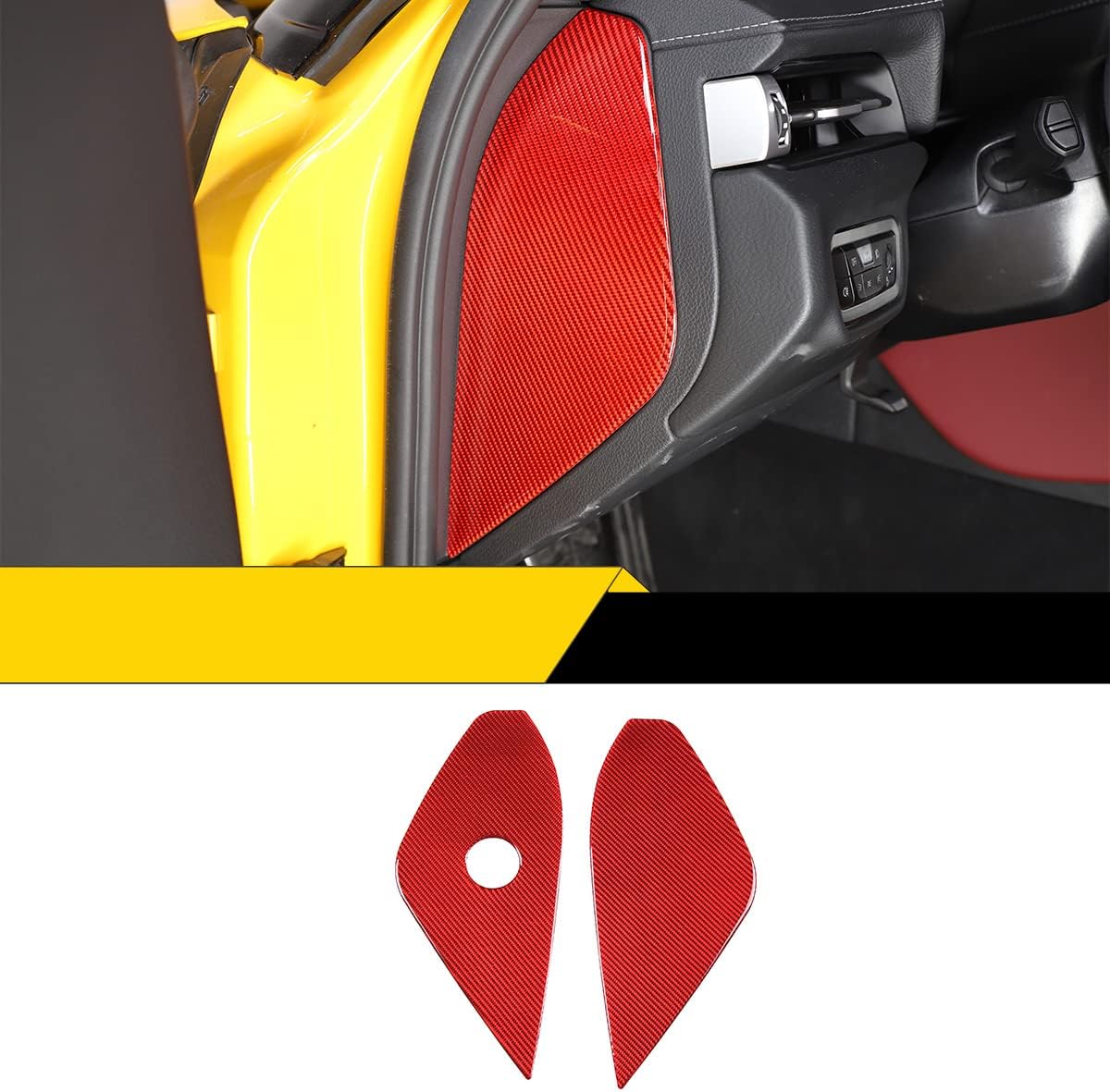 Fit for Toyota Supra GR A90 A91 MK5 2019-2022 Real Carbon Fiber Car Interior Accessories Door Anti-Collision Buffer Mat Decorative Panel Cover Sticker (Carbon Fiber Red)