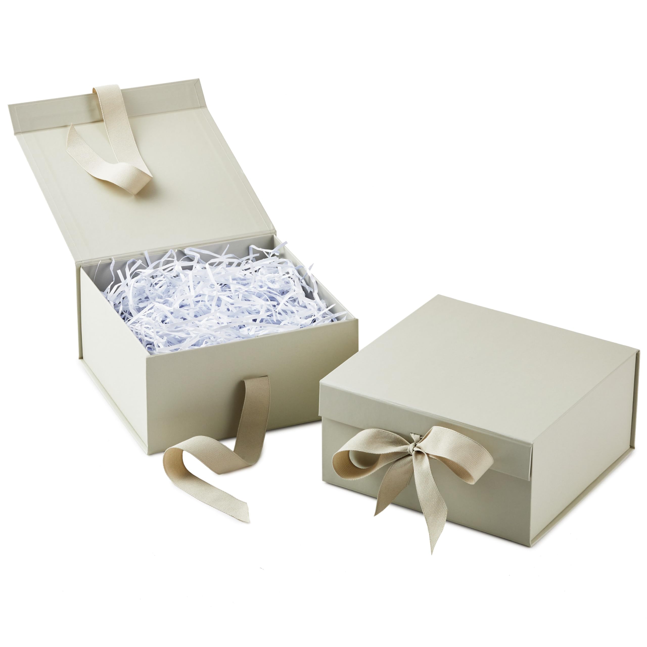 Hallmark Faltbare Geschenkbox Bundle (2 passende Boxen mit Band: perlweiß) für Hochzeiten, Brautjungferngeschenke, Brautpartys, Abschlussfeiern