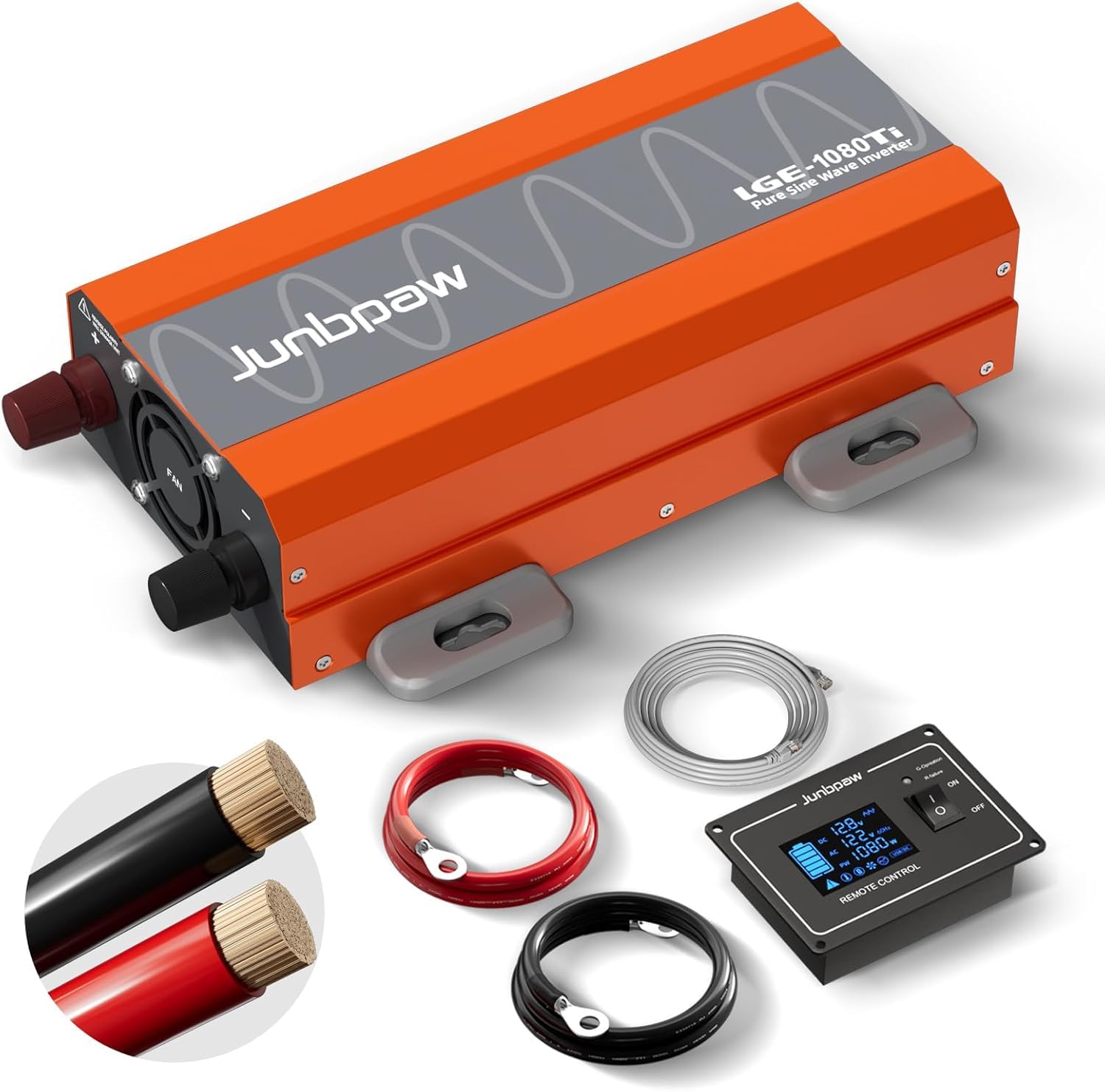 1080W Reiner Sinus Wechselrichter 12V auf 230V AC | Leiser Lüfter & Feststoffkondensatoren, 3000W Spitzenleistung, Innovatives Design für Zuhause, Wohnmobil, Camping, Off-Grid & Outdoor-Abenteuer