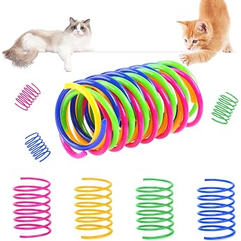 Spiral Cat Toy - Pack of 24 Plastic BPA-Free Spiral Springs - Colourful Novelty Pet Toy for Cats