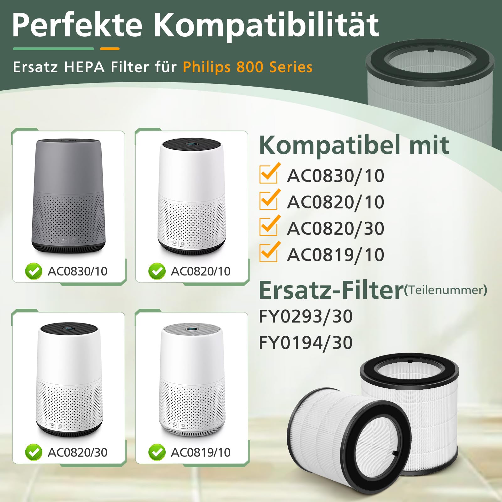Philips HEPA filter a filter s aktívnym uhlím série 800 FY0293/30