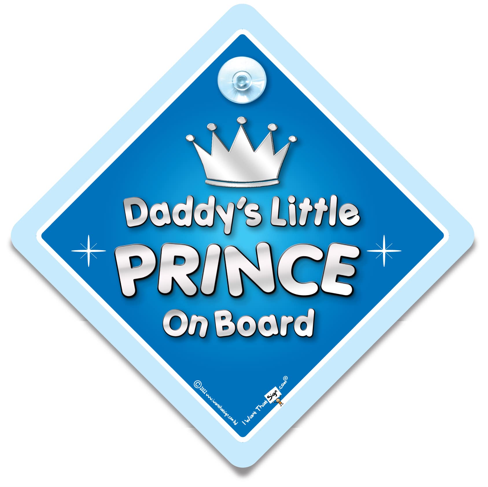 Daddy's Little Prince On Board Sign, Baby On Board Sign, High Visibility Suction Cup Prince Car Sign, Prince in Car Sign