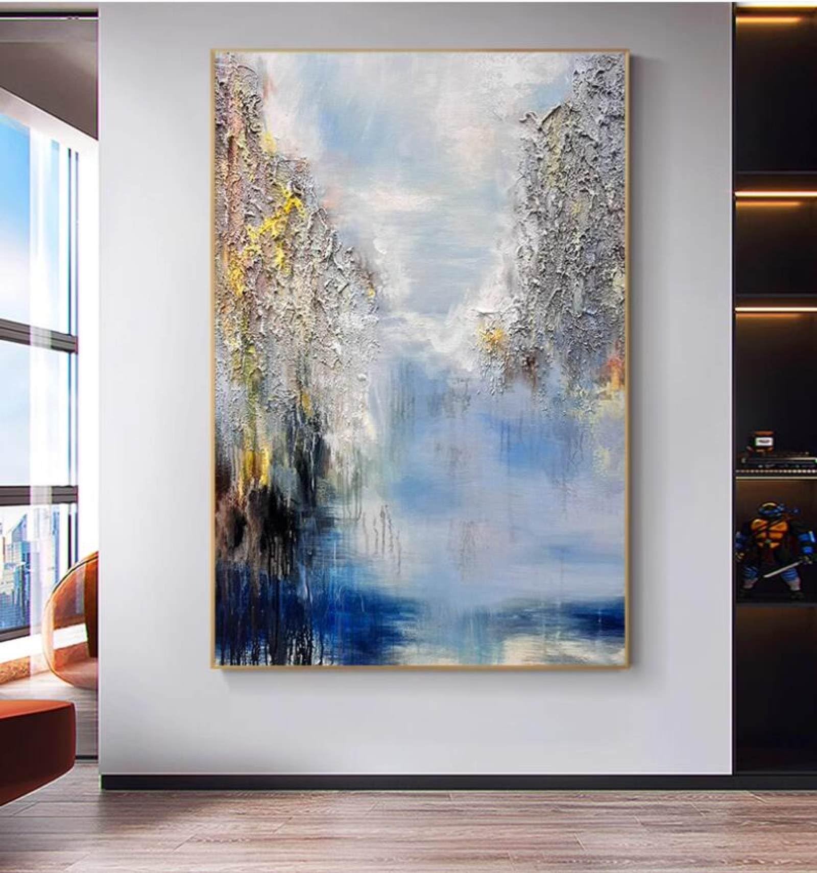 Moderne abstrait bleu tableau pour salon et décoration murale chic