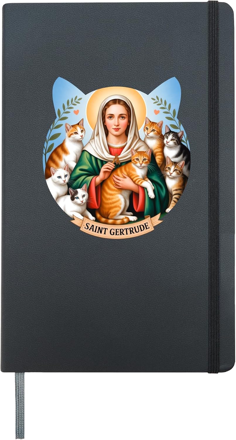 St Gertrude of Nivelles Hardcover Journal, Black
