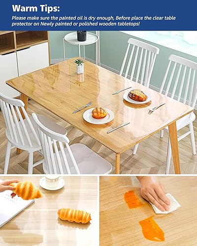 Miniatura 4 de Mantel de vinilo transparente de 18 x 60 pulgadas, protector de mesa de PVC, protector de plástico para mesa, protector rectangular de escritorio de