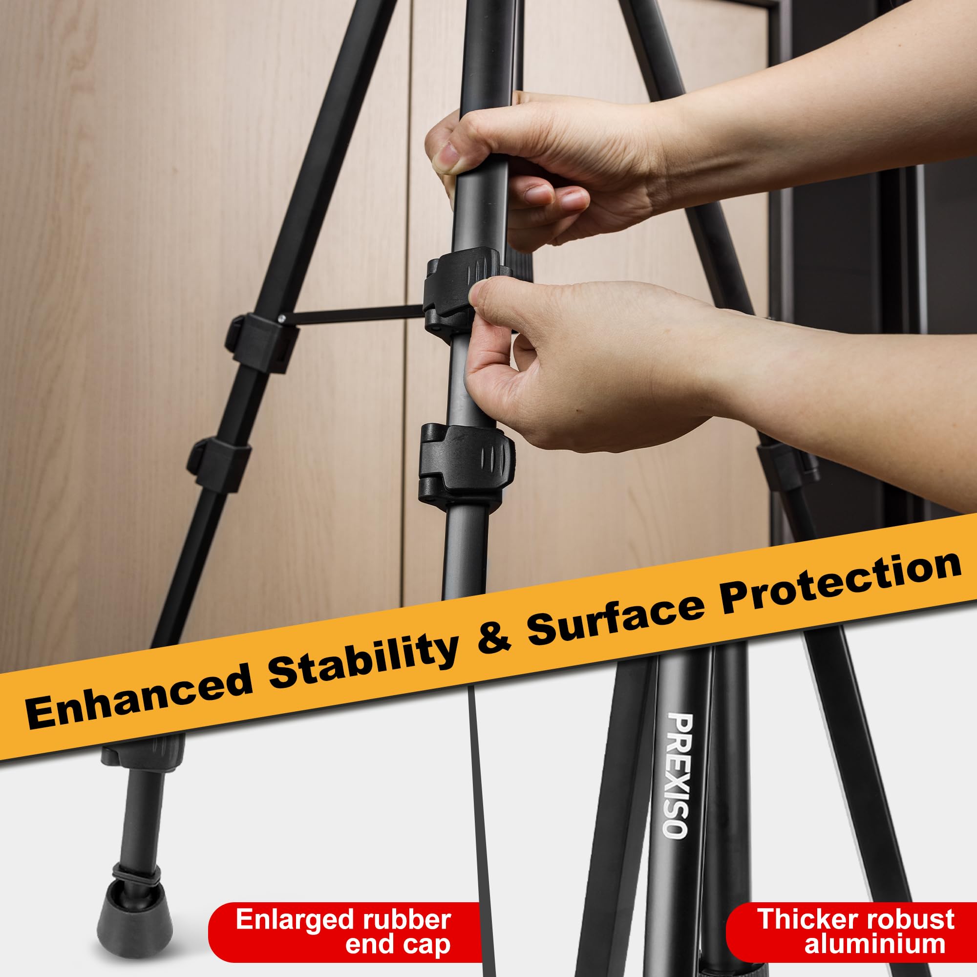 PREXISO Trípode profesional de nivel láser – Trípode de aluminio resistente de 61 pulgadas para niveles láser, soporte ligero y extensible con bolsa, pies antideslizantes, placa de liberación rápida