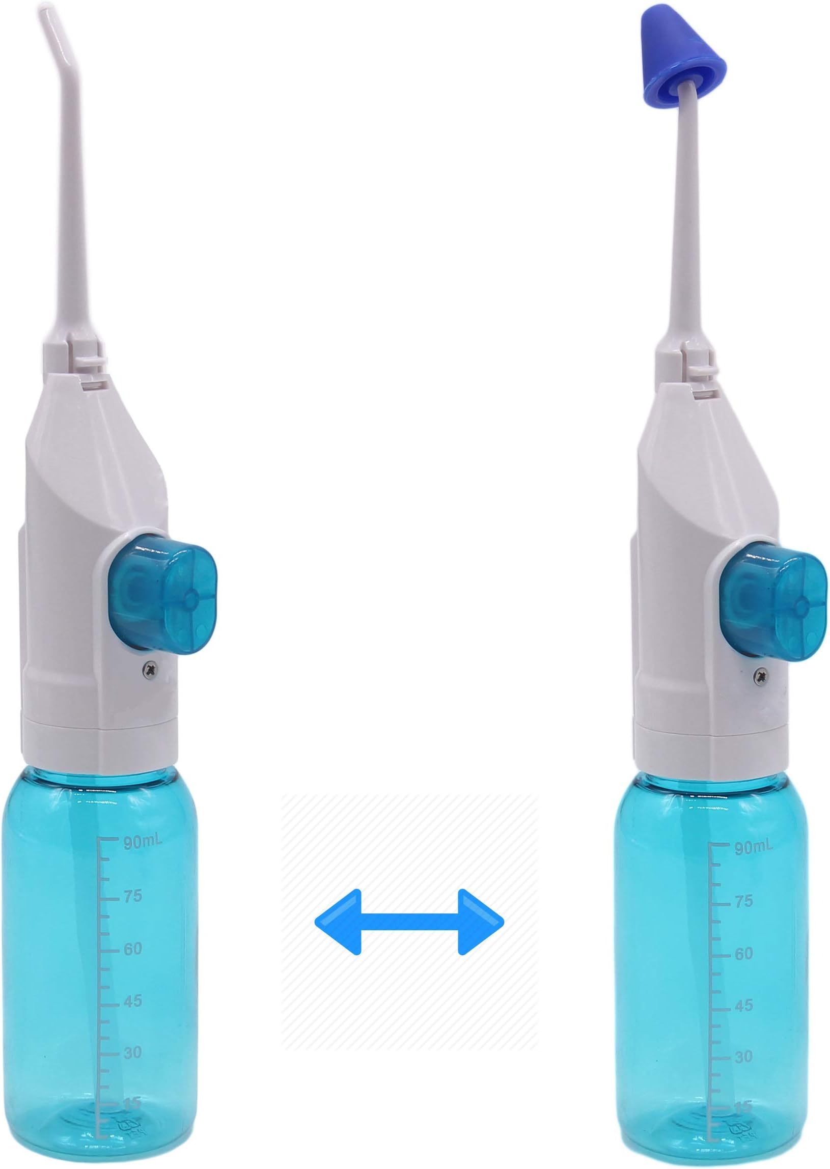 Portable Water Flosser with Nasal Wash | Cordless Dental Oral Irrigator and Nasal Washer | Gentle Dental Cleaner, Ideal Kids Teeth Flosser (Blue Clear)