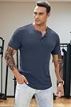 JMIERR Men Casual Short Sleeve T-Shirt Muscle Slim Henley Shirts Beach Tees | Summer, Activewear, Longline, Undershirts, Button, V Neck, Hawaiian, Fitted, Golf, Solid Color, Outdoor, Hiking