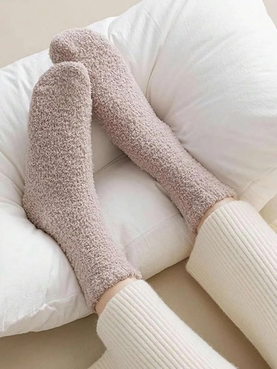 SHENHE Women's 4 Pairs Fuzzy Socks Cozy Warm Plush Slipper Comfy Lounge Crew Socks - Image 3