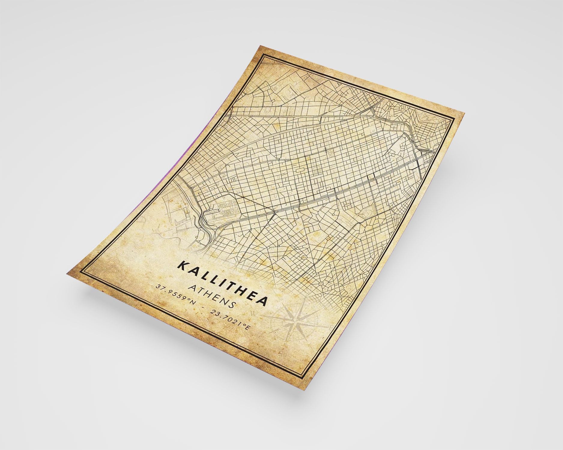 MG Global Rustic Poster of Kallithea Greece | 11x17 12x18 16x24 24x36 Vintage Unframed Print | Antique Hometown City Wall Art for Gift | Home Office Decor