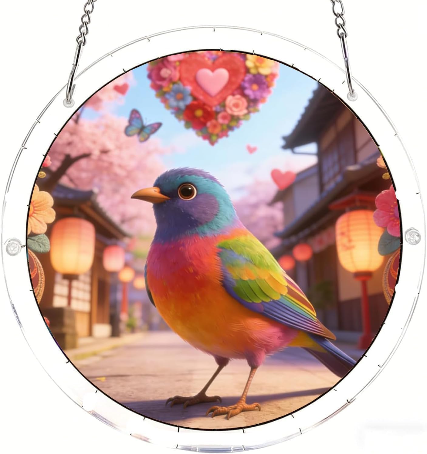 Colorful Bird Acrylic Jigsaw Puzzles Suncatcher, 8.9 Inch Window Hanging Suncatcher Acrylic Puzzle, DIY Home Decor Art Gift